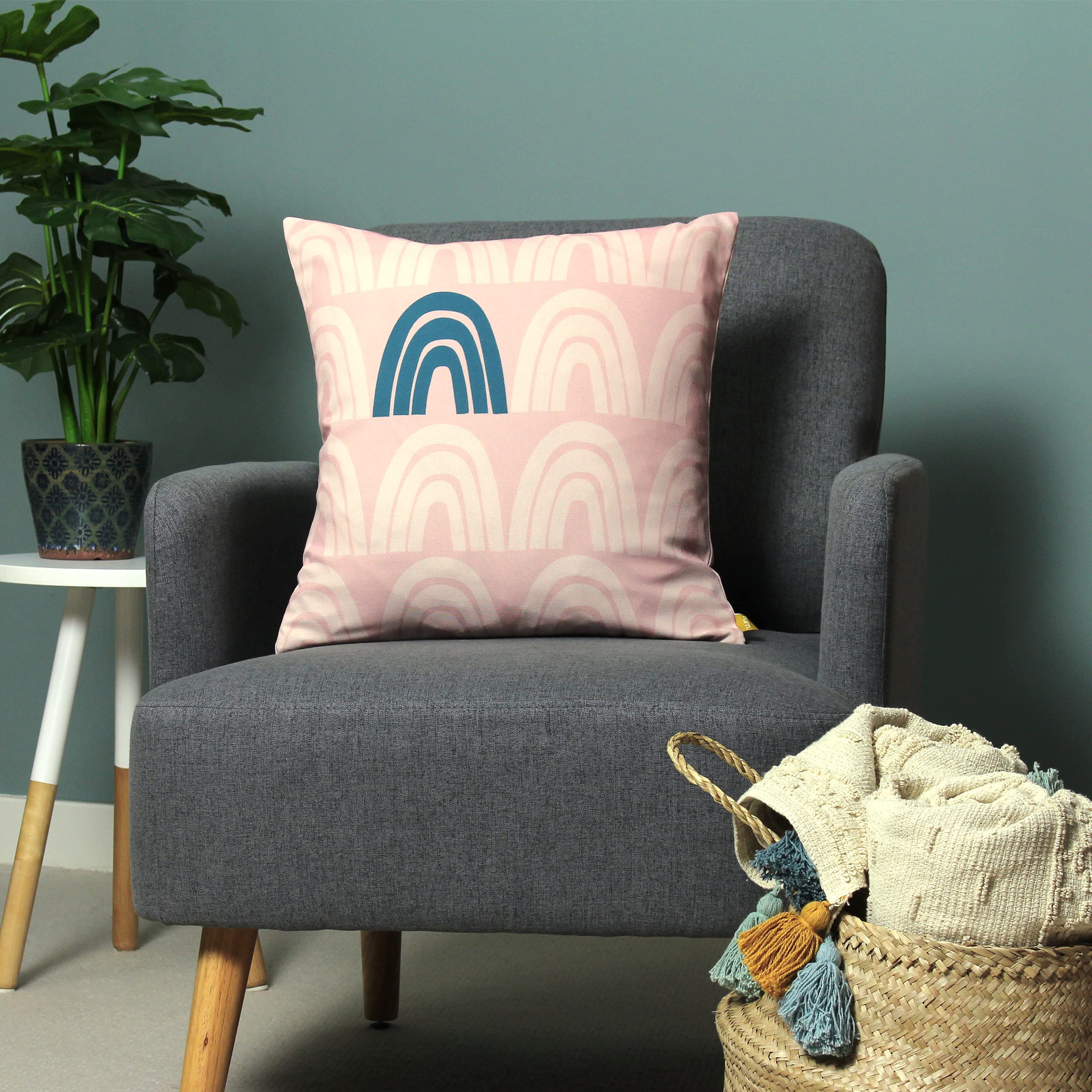 furn. Be Kind Rainbow Feather Filled Cushion, 100% Recycled Polyester, Multi, 43 x 43cm - Image 4