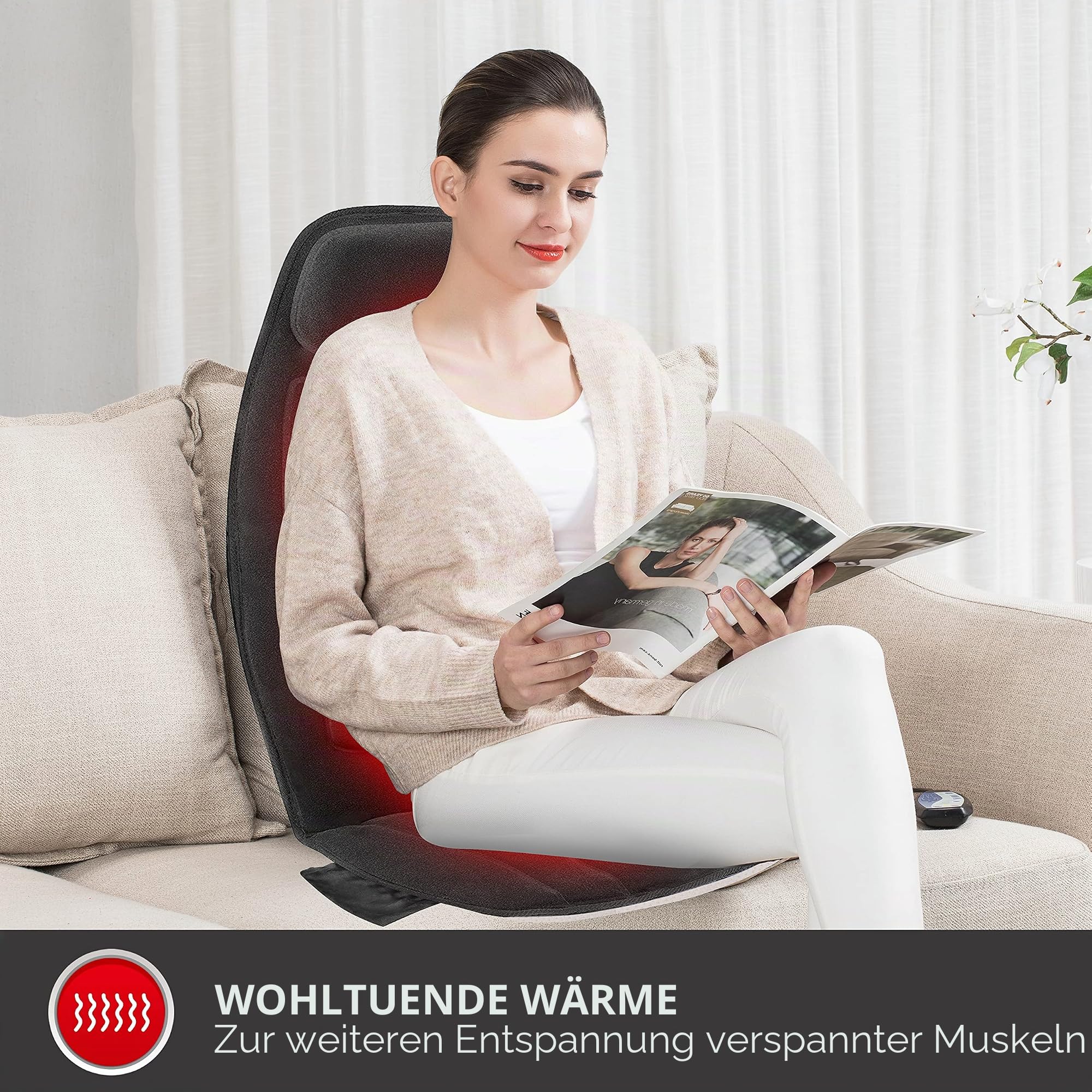 Snailax Massagegerät Sitz mit Wärme, Rückenmassagegerät mit 10 Vibrationsmotoren und einer Heizfunktion für tiefe Gewebeentlastung. Perfekt für Zuhause oder Büro, Geschenke für Frauen, Männer