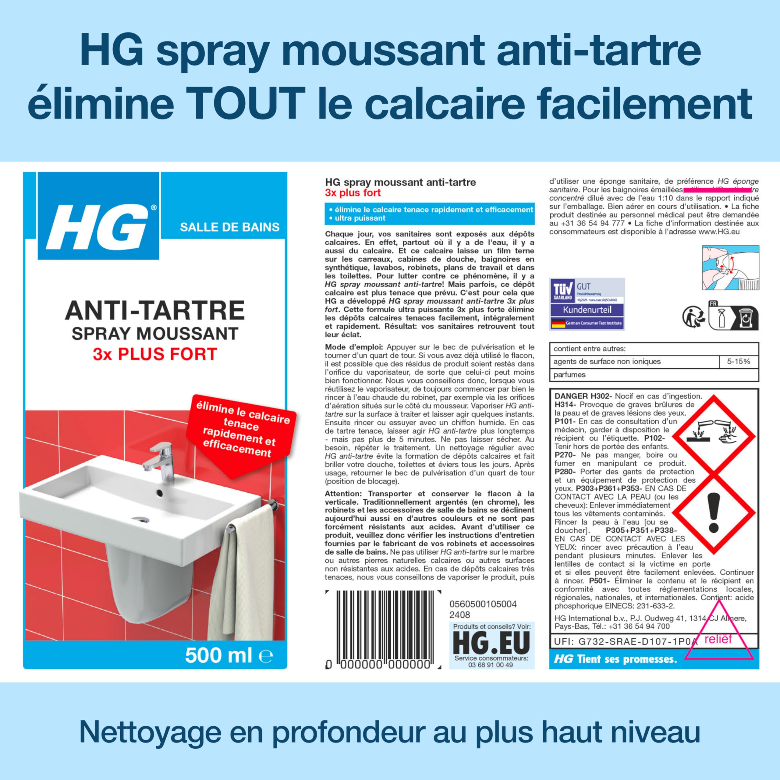 HG - Espray en espuma antical, 3 veces más fuerte 500 ml – Juego de 2