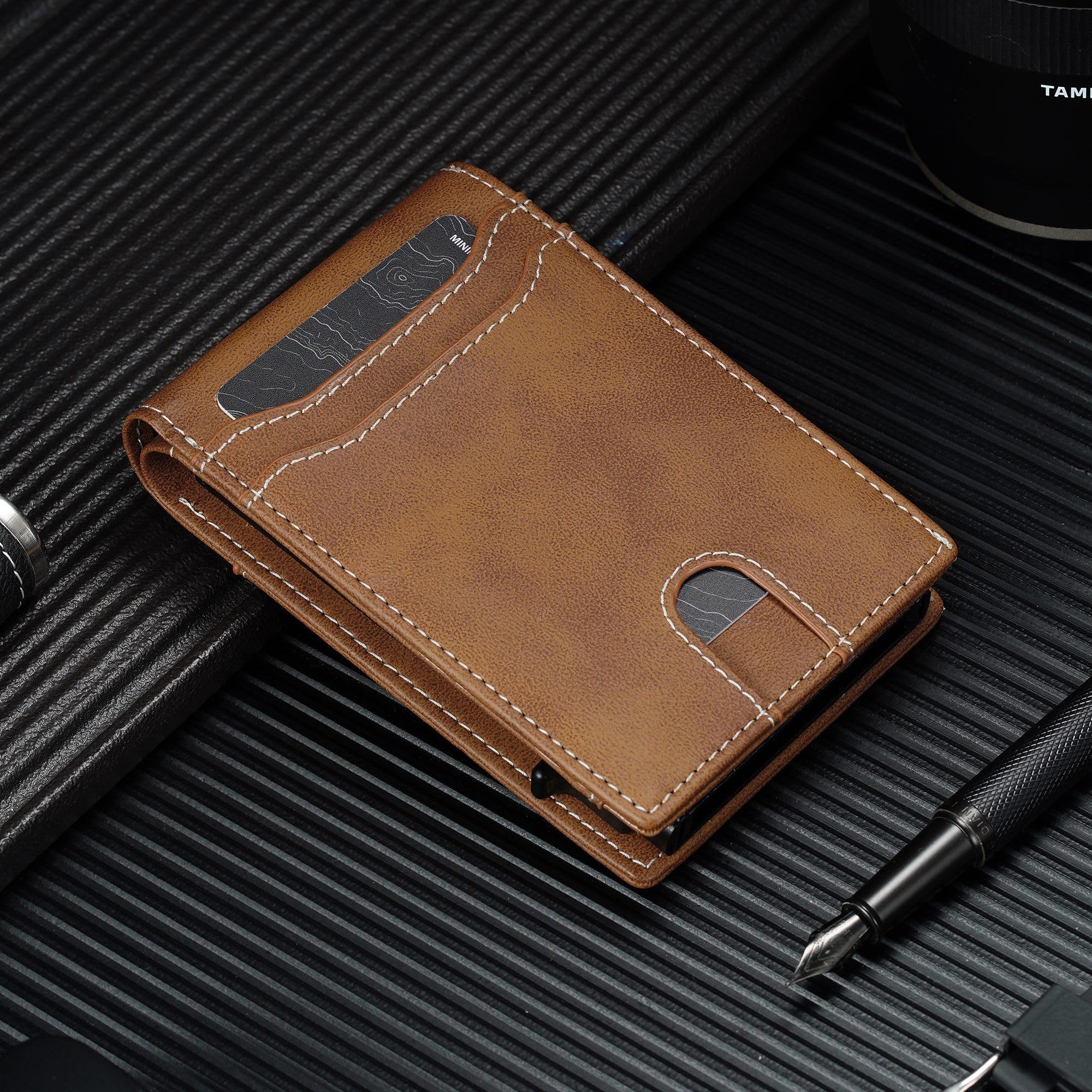 furid Card Wallet For Men Slim: Smart Wallet - Rfid Minimalist Front Pocket with ID Window Pop Up Wallet Gift For Male
