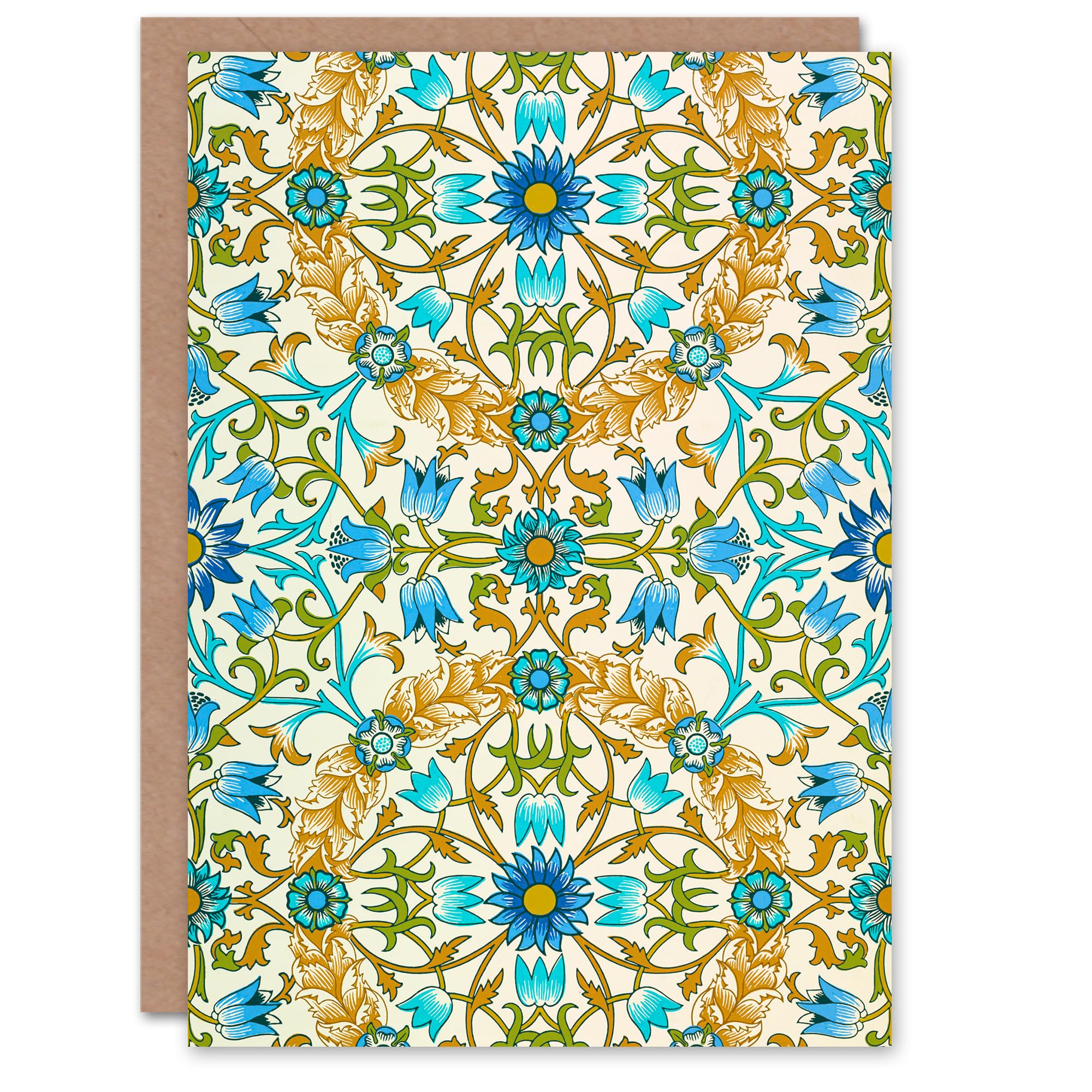 Artery8 William Morris Art Card Blue Floral Vine Pattern