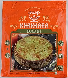 Deep Millet Bajri Khakhara - 7 oz | 100% Natural Ingredient | Thin & Crispy | Traditional Gujrati Indian Ready to Eat Snacks | Tasteful & Healthy | Hygienically Vacuum Packed | Serve with Tea & Coffee