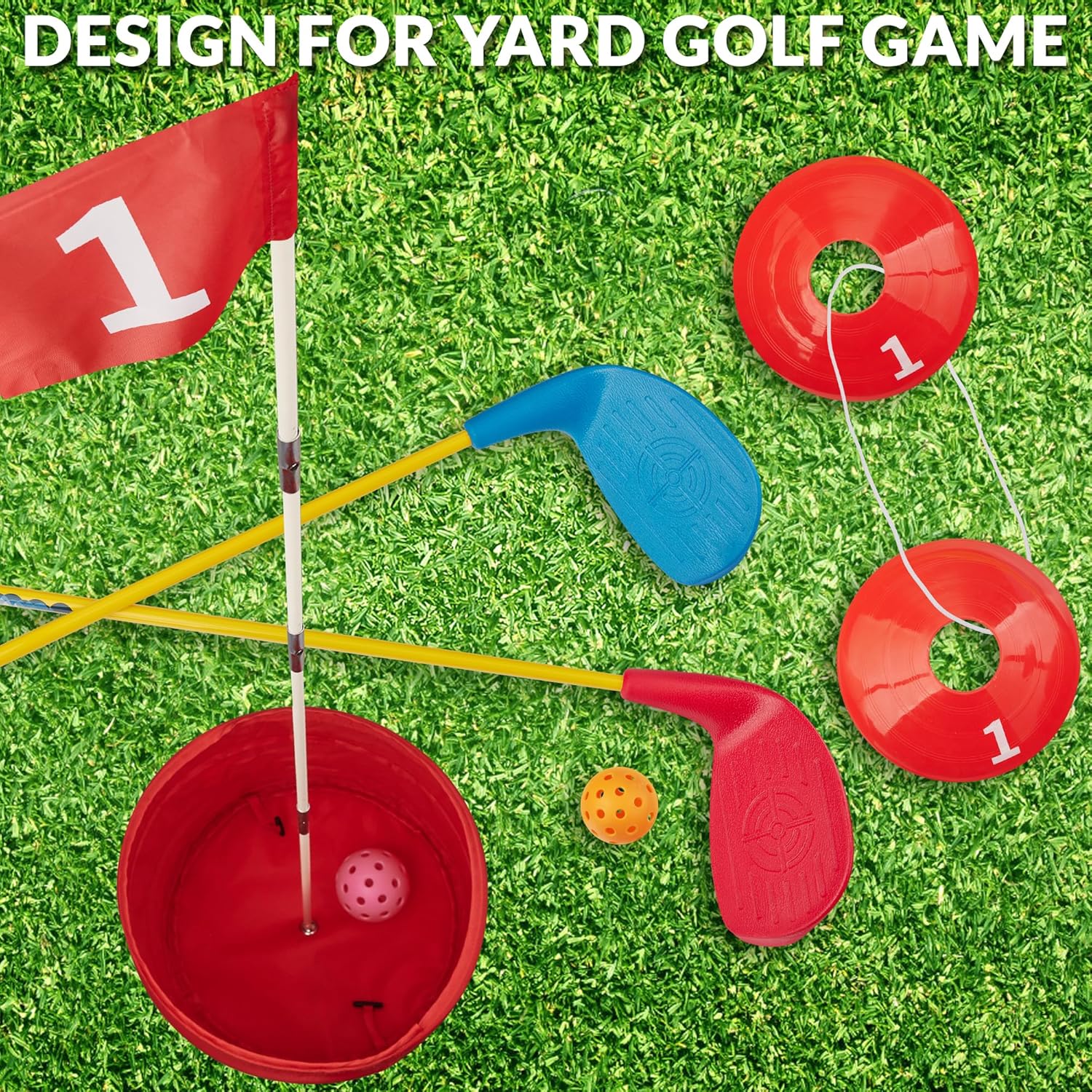 ASONA Golf Yard Game Clubs Set of 2 for Adults - Perfect for Outdoor,Backyard,Beach, Lawn and Social Fun -36” Standard Length Size with Plastic Oversized Club Head