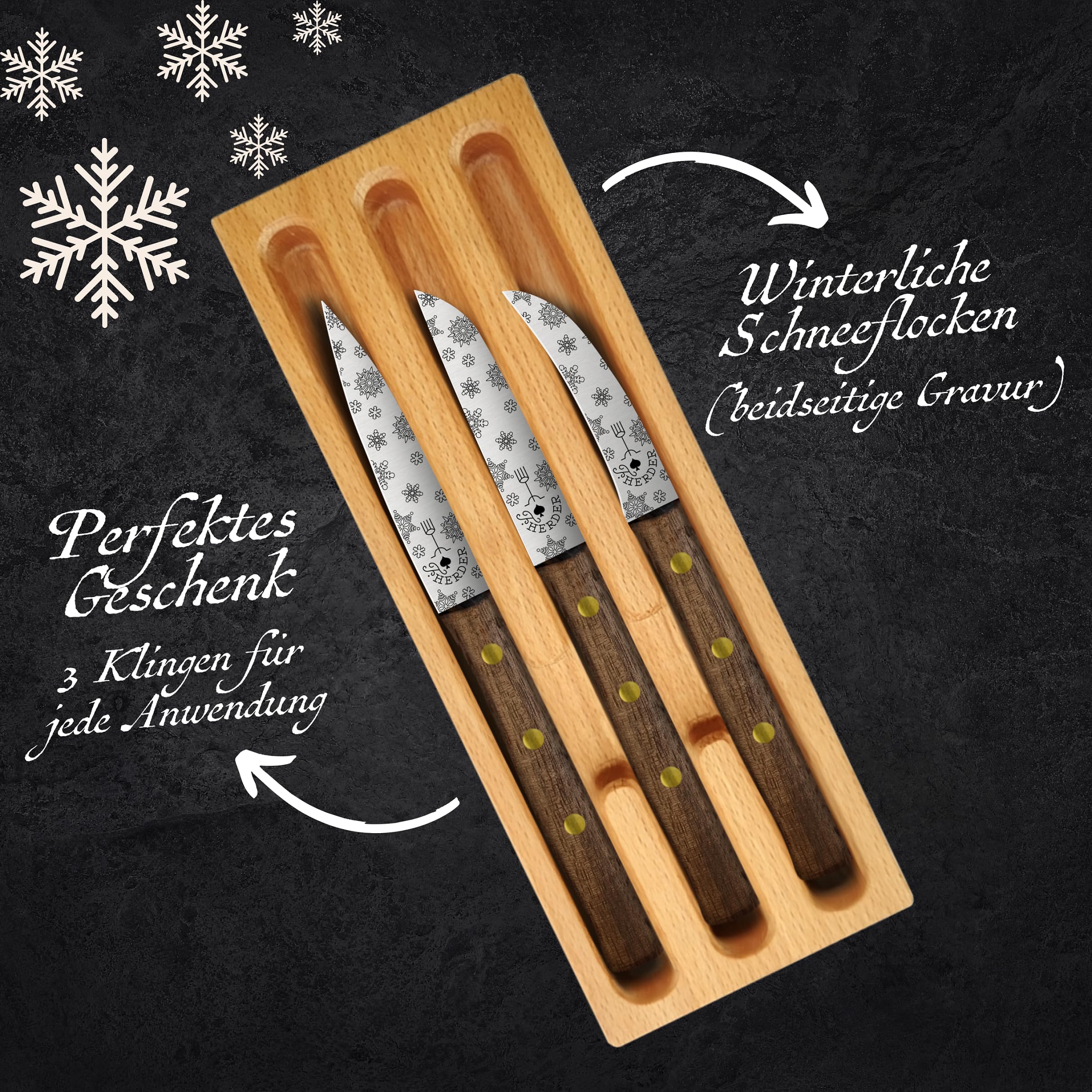 Premium Gemüsemesser - Extra Scharf, Allzweckmesser, Walnuss, Solingen, Schälmesser, Küchenmesser, Kneipchen, edler Holzgriff, Rostfrei, besonderes Geschenk