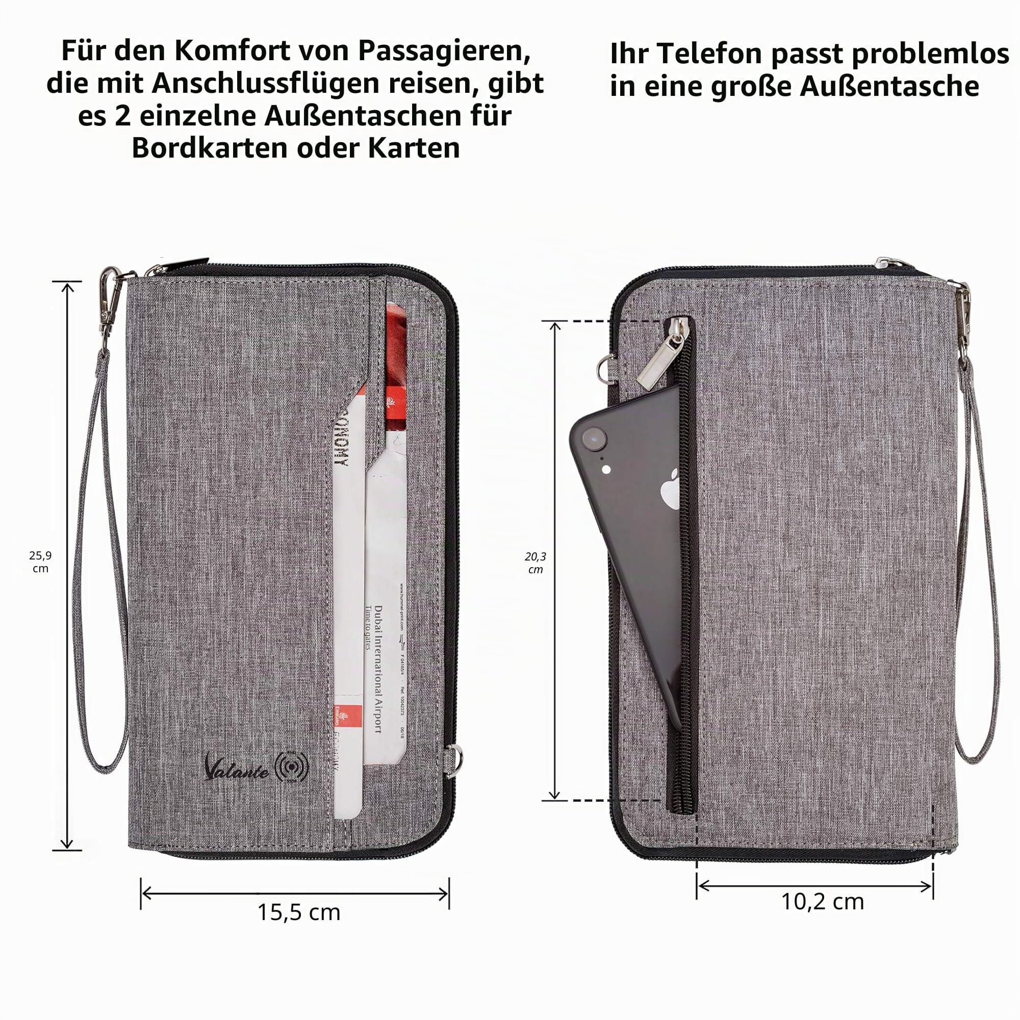 Holifesy Valantr, Unisex, Erwachsene (nur Gepäck) Ausweistasche Grau grau L