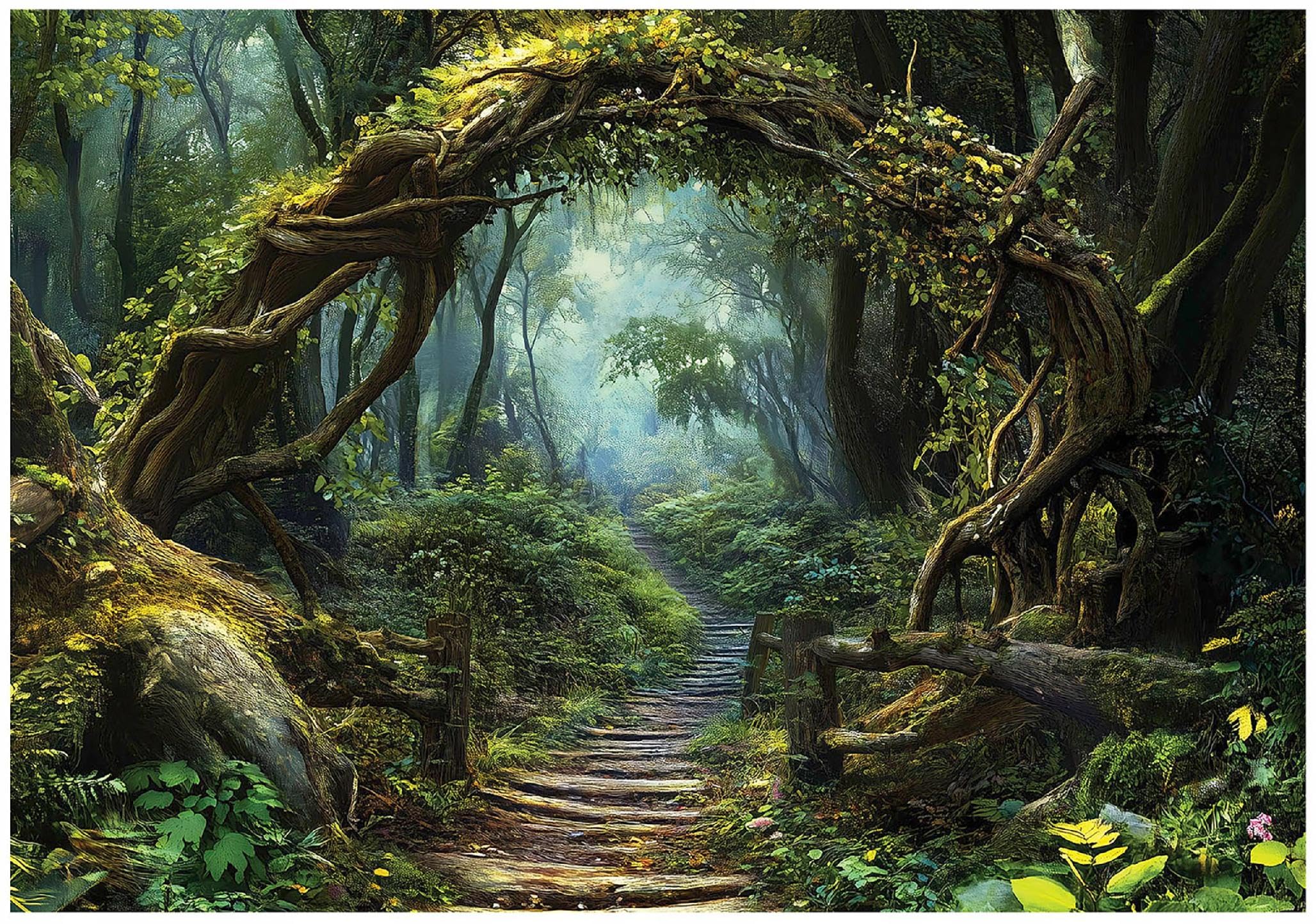 WallArena Vlies Fototapete Wald Fantasie 400x280 cm | Hochwertige Vliestapete, für Wohnzimmer Schlafzimmer, Vliestapete Wandtapete Tapete 3D Effekt- inkl. Kleister