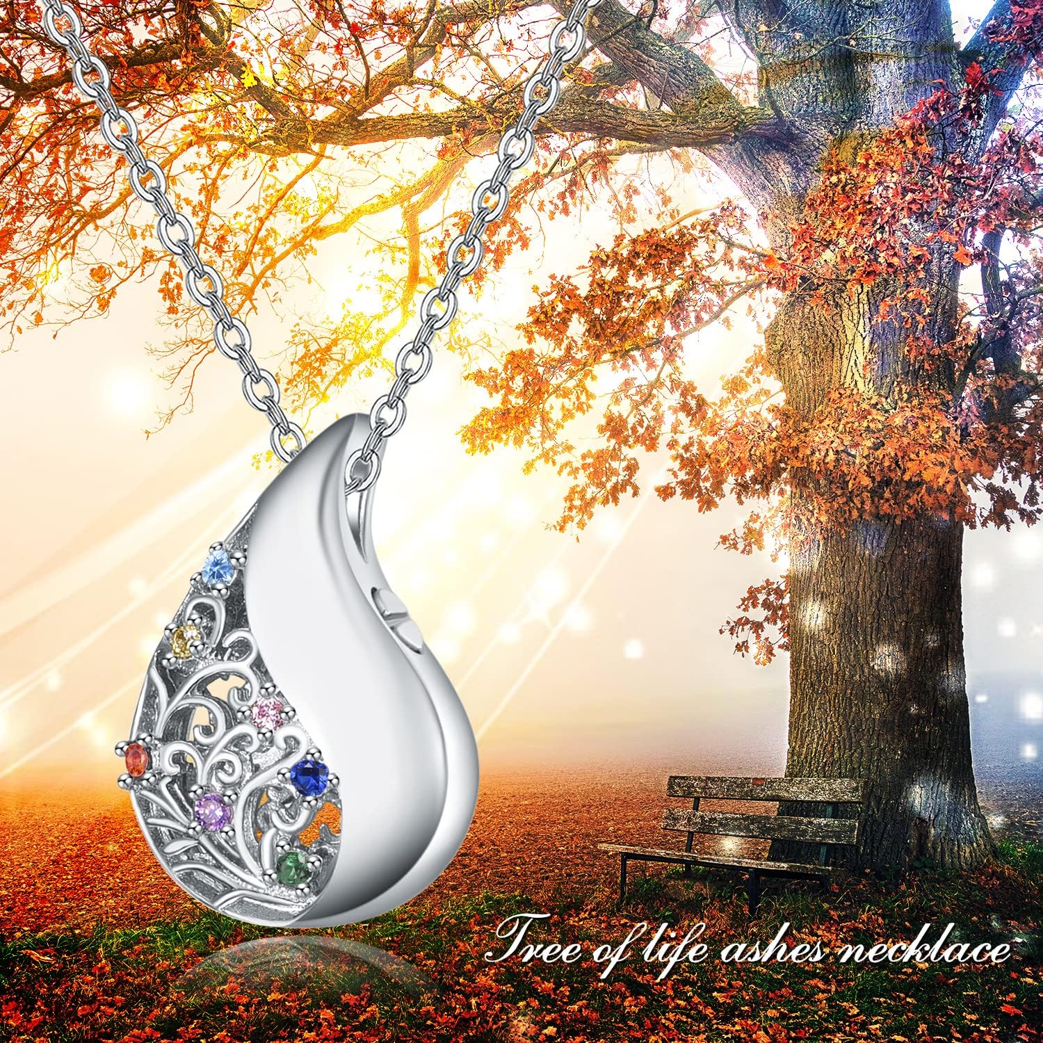 KINGWHYTE Teardrop Urn Necklace for Ashes for Women 925 Sterling Sliver Ashes Pendant Necklace Cremation Jewelry Memorial Gifts for Women with Funnel Filler - Image 4