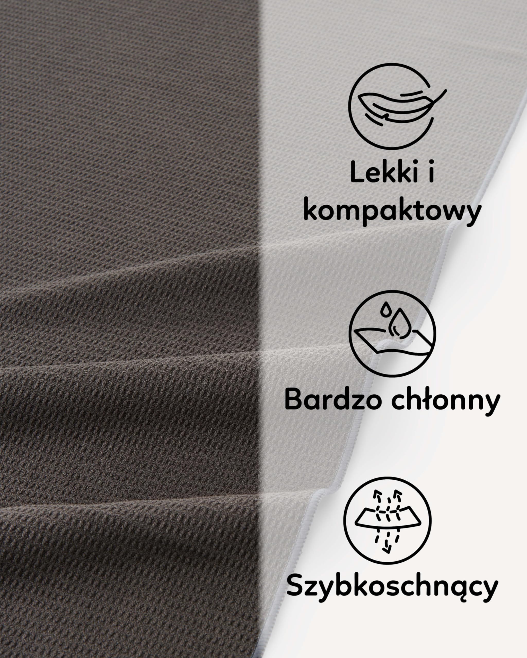 Fit-Flip ręcznik do jogi z mikrofibry – antypoślizgowy ręcznik na matę fitness – szybkoschnący, lekki, chłonny – idealny do hot jogi, pilatesu, fitnessu, treningu (185 x 63 cm - Anthracite)
