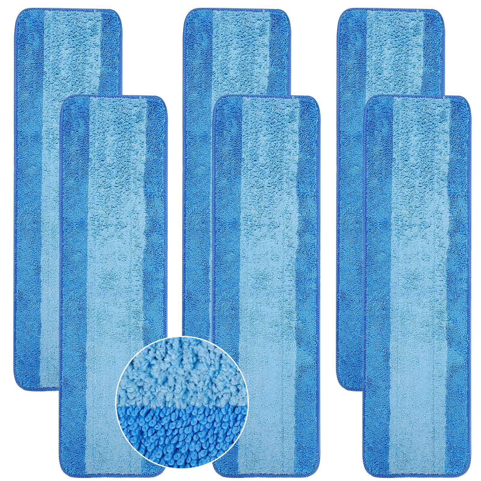 6 Pack Microfiber Cleaning Pads are Compatible with Bona Mop,18 Inch Replaceable Mop Pad Refill,Washable & Reusable Blue Microfiber Mop Pads for Hardwood and Hard-Surface Floors