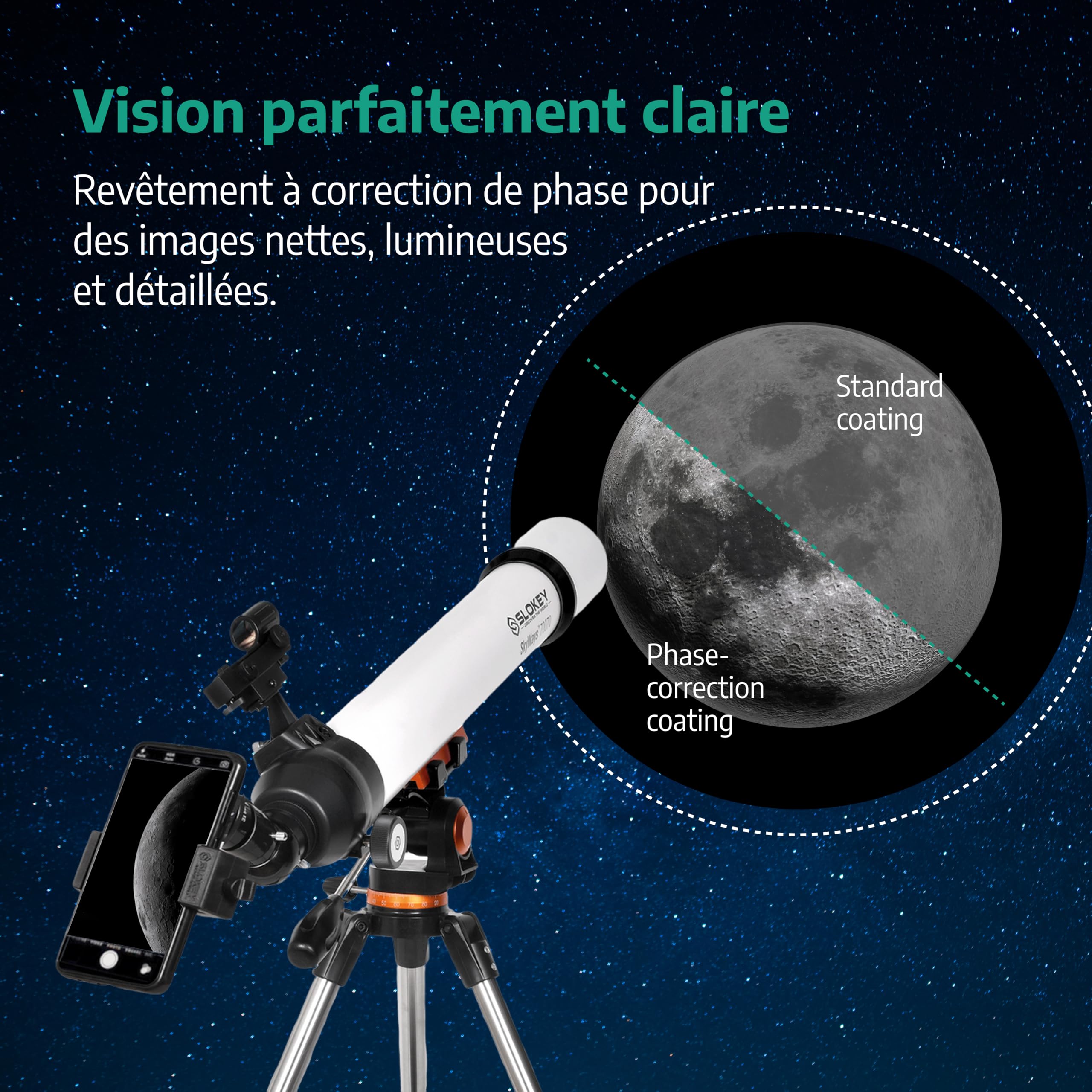 Télescope Astronomique Professionnel 28x-210x Portable pour Enfants et Débutants