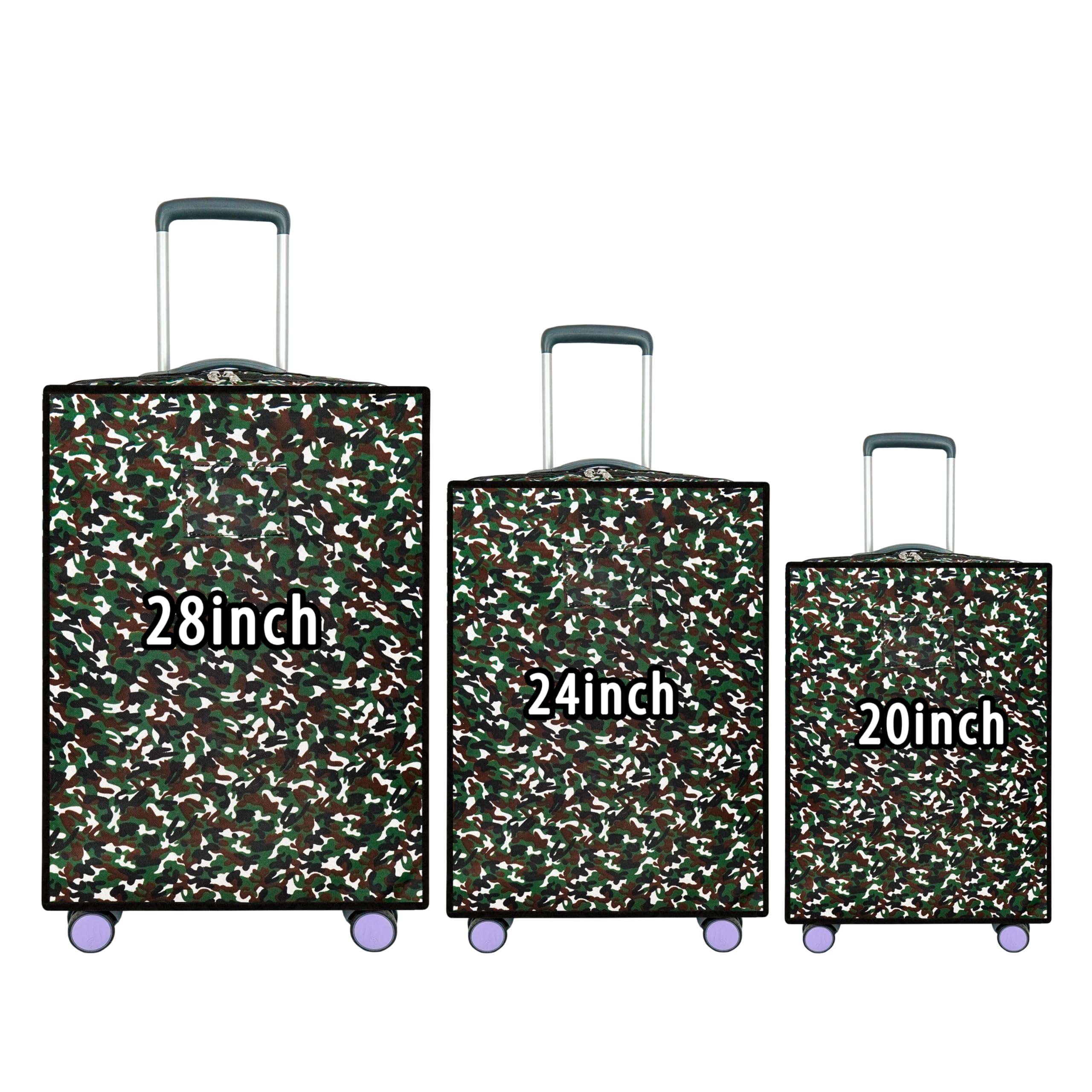 Combo of 3 Zippered‎ Military Print Trolley Bag Cover/Suitcase Bag Cover/Waterproof Dustproof Luggage Bag Cover with Transparent ID Pocket for Wheeled Luggage Bags (28 inch,24 inch,20inch)-image-1