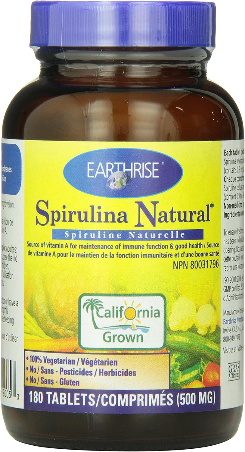 Earthrise Nutritionals Spirulina 500mg 180 Tablets Amazon.ca Health