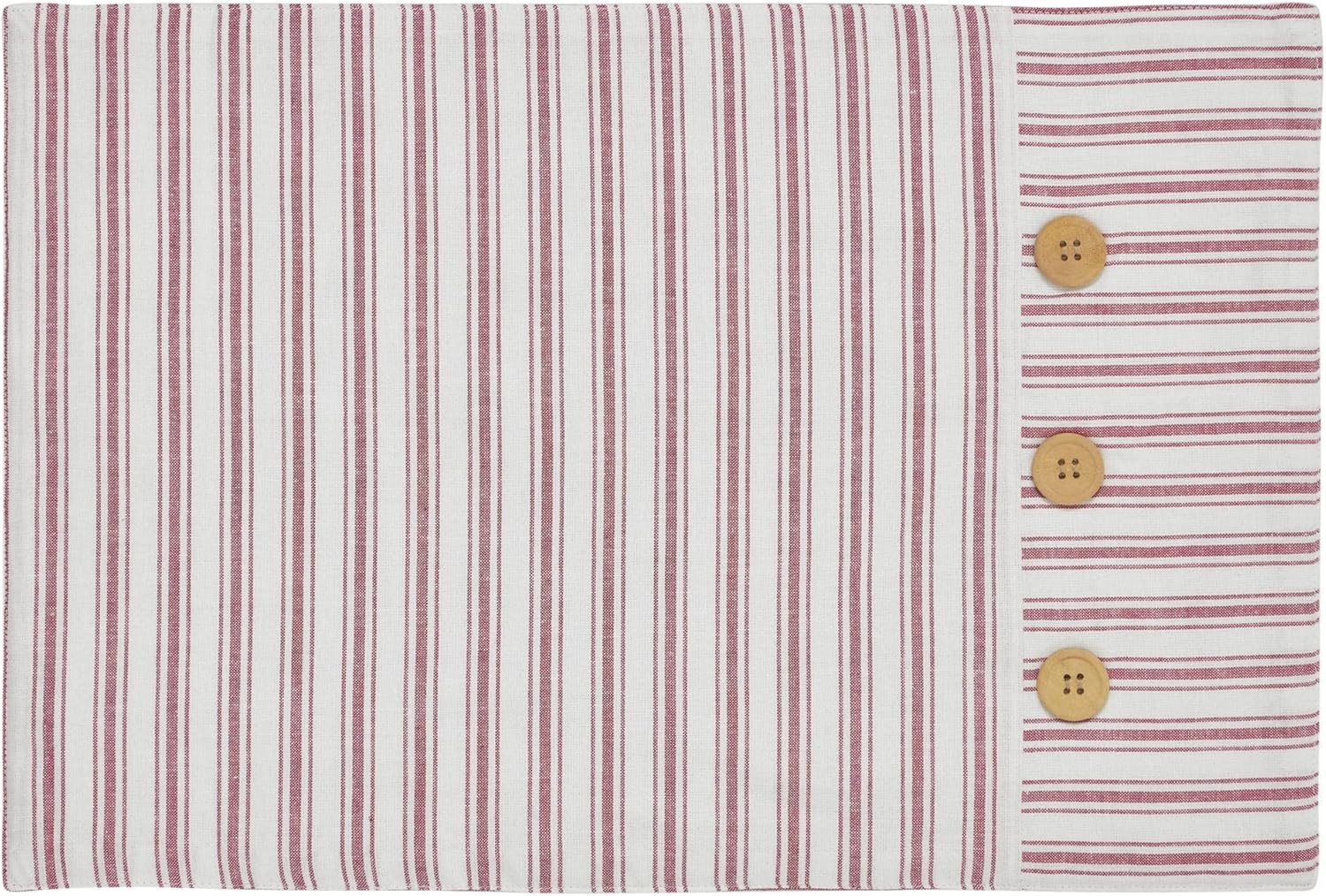 Timeless Ticking Red Placemats, Set of 4, Country Farmhouse Table Décor, Christmas & Holiday, Red & White Stripe, 18" L x 12" W