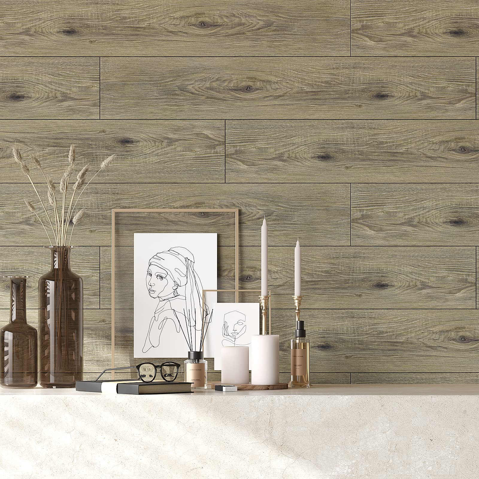 VEELIKE Pavimento in PVC Effetto Legno Marrone Piastrelle Adesive Cucina Pavimenti PVC Adesivi per Piastrelle Bagno pvc Adesivo Pavimento Garage Piastrelle Adesive Camera da Letto 90cm×15cm 36 Pezzi