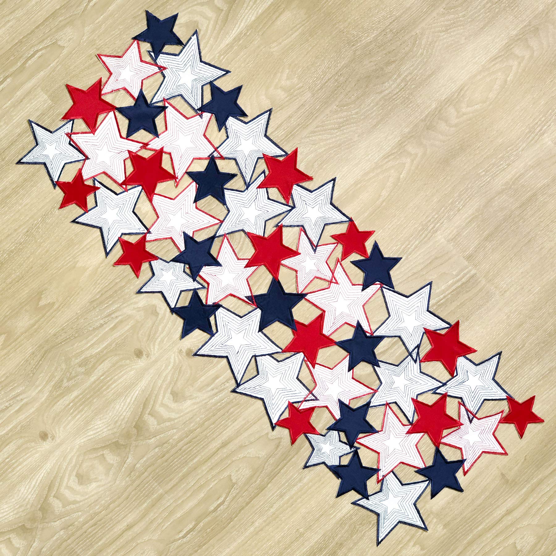 Americana July 4th Celebration Fabric Cutwork Table Runner