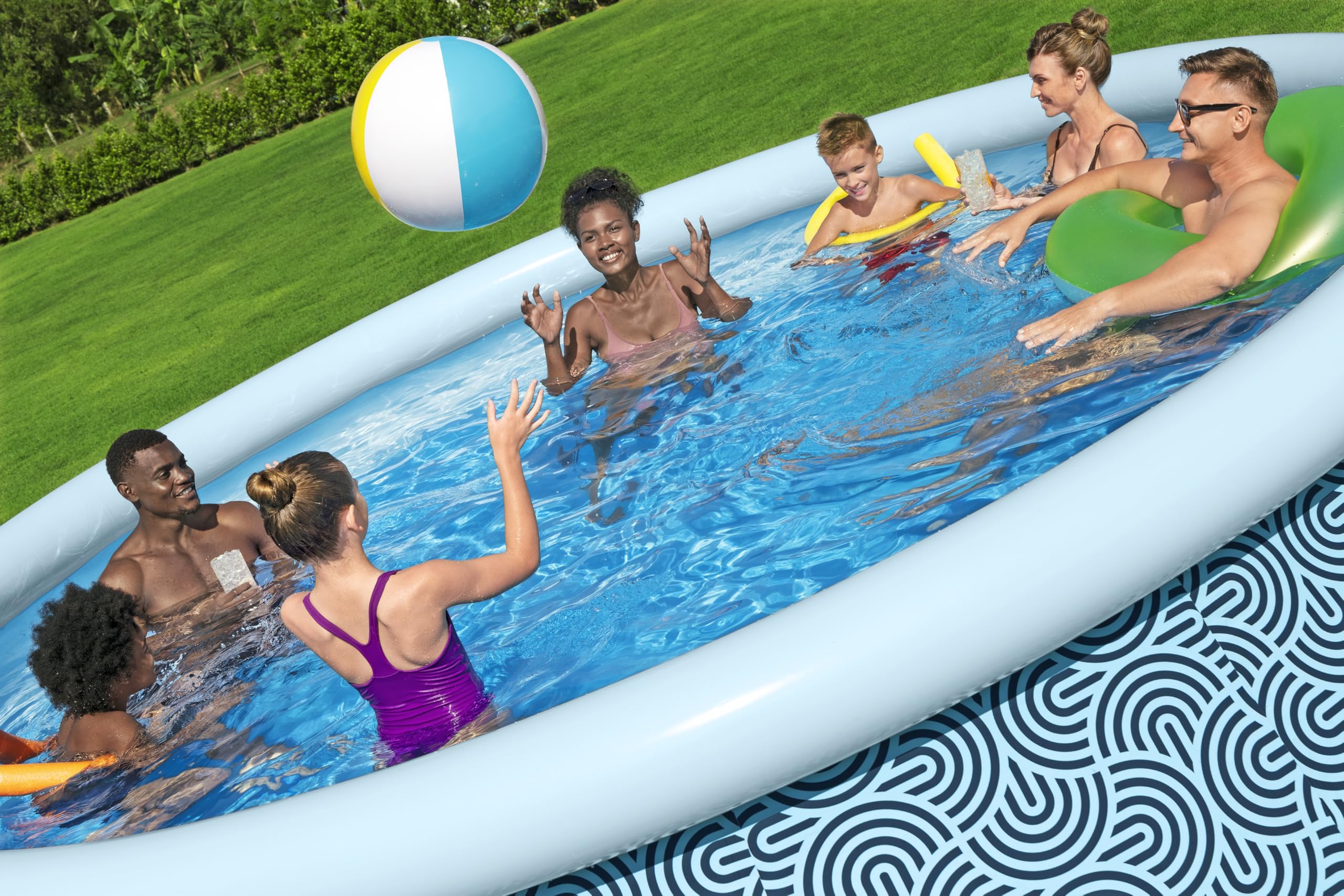 Bestway Piscine Gonflable Ronde Fast Set - 457 cm x 457 cm x 107 cm - Gris
