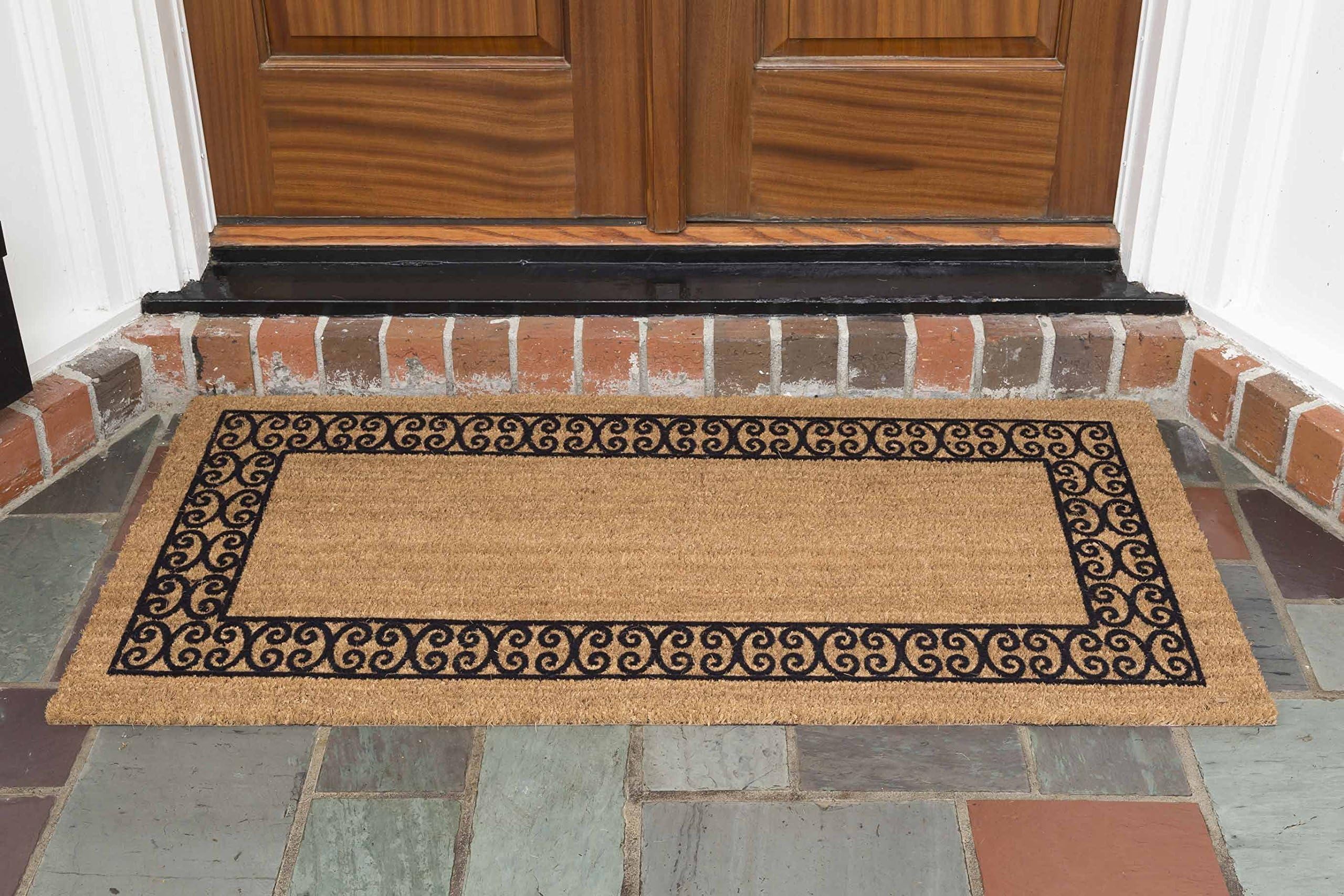 DeCoir 24" X 48" 'Charleston Border' Coir Double Door Mat, Medium/large