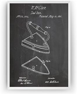 Magic Posters Sad Iron 1861 Patent Print - Laundry Room Poster Giclee Art Wall Decor Vintage Blueprint Gift - Frame Not Included