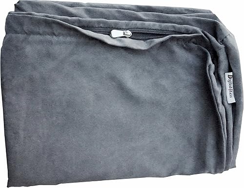 Dogbed4less 55 x 37 x 4 pulgadas. Tamaño XXL funda de repuesto externa de tela de gamuza en color gris con forro de cremallera para almohada o