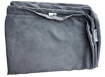 Dogbed4less 41X27X4 Inches Large Size : Suede Fabric External Cover in Gray Color with Zipper Liner for Dog Pet Bed Pillow or pad Cover only