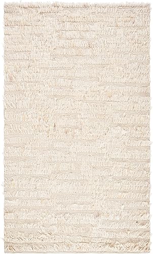 Miniatura 3 de SAFAVIEH Natura Collection - Alfombra de área de 5 x 8 pies, color marfil, lana hecha a mano, ideal para zonas de alto tráfico en sala de estar,