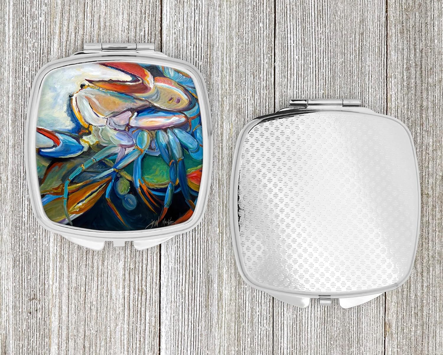 Caroline's Treasures JMK1253SCM Belly Crab Compact Mirror Decorative Travel Makeup Mirror for Women Girls Gifts Pocket Makeup Mirror Folding Handheld