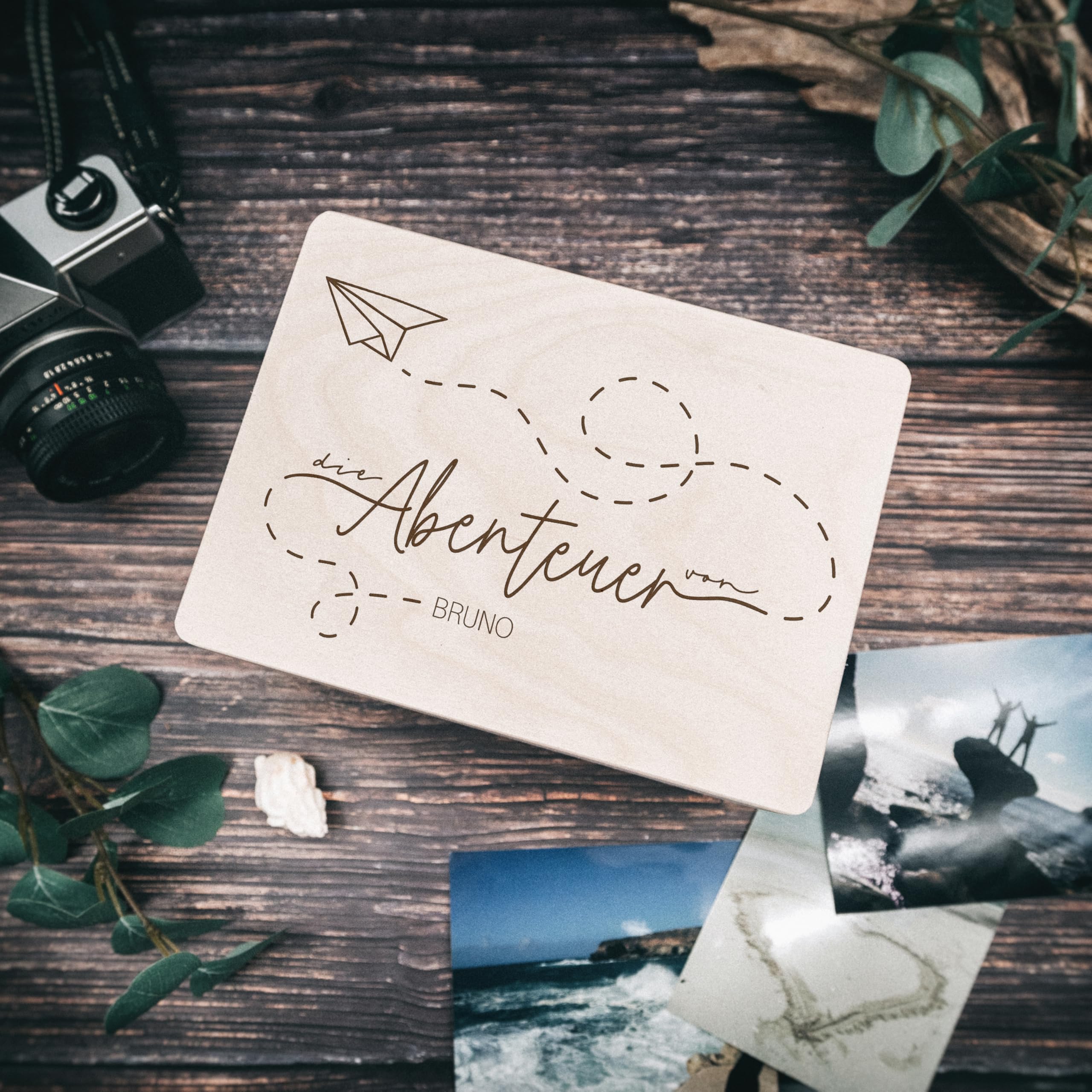 Erinnerungskiste Reise, Hochzeitskiste, Reiseerinnerungen, Urlaub, Hochzeitsgeschenk Holz, Reise, Verreisen, Urlaubserinnerungen mit deinem Namen (Abenteuer Flieger, S-Klappdeckel)