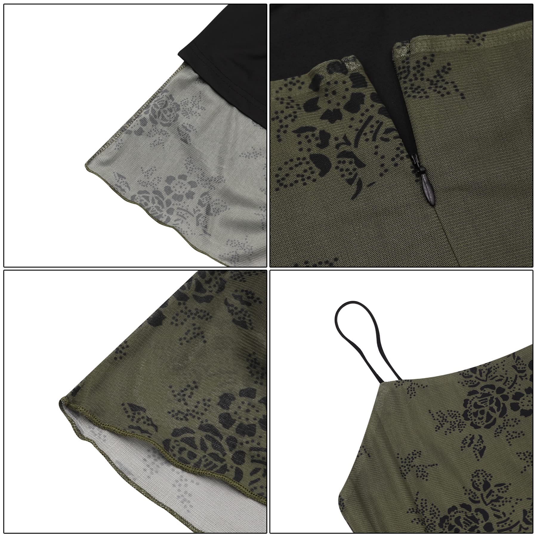 Women Vintage Floral Print Spaghetti Strap Maxi Dress Dark Gothic Sheer Mesh Sleeveless Bodycon Dresses for Party Club