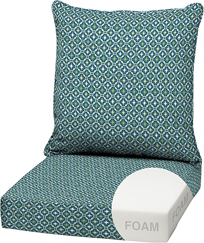 Arden - Juego de cojines de espuma para asientos profundos para exteriores, 22 x 24 pulgadas, resistentes a la intemperie, a prueba de lluvia y a la