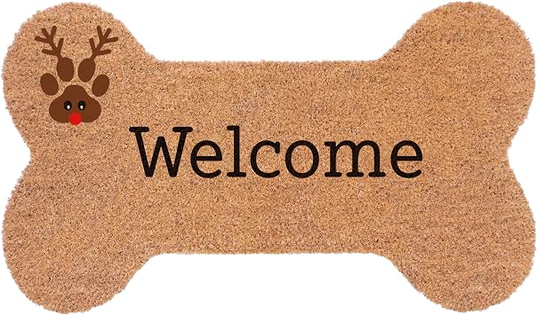 Calloway Mills 116551729 Dog Bone Shape Welcome Reindeer, 17" x 29"
