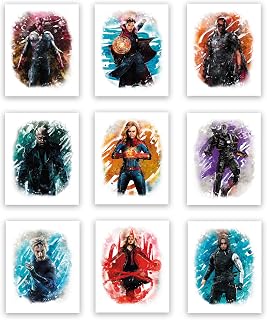Avengers Superhero Set 2 Watercolor Art Prints (Unframed) | Great Gift Set of 10 (8x10) | Perfect for Boys Room Décor | Wasp, Captain Marvel