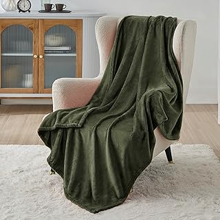 Fleece Blanket Twin Blanket Olive Green - 300GSM Soft Lightweight Plush Cozy Twin Blankets for Bed, Sofa, Couch, Travel, Camping, 60x80 inches