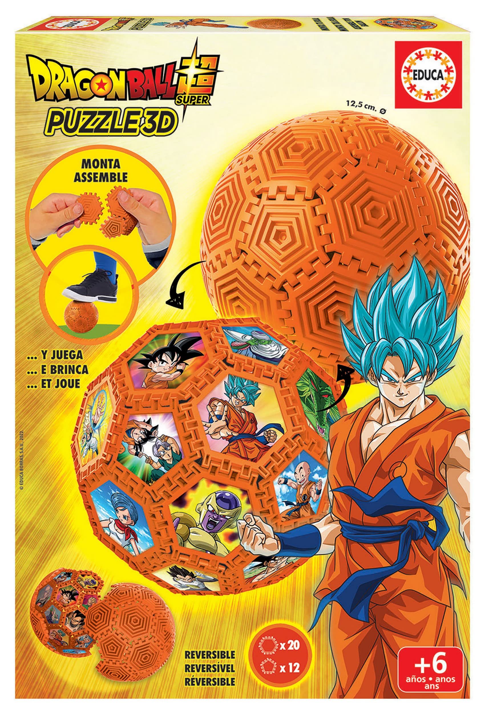 Educa - 3D Puzzle Balón Dragon Ball con 32 Piezas y con el Que podrás Jugar | Podrás Montar Distintas Formas (19371)