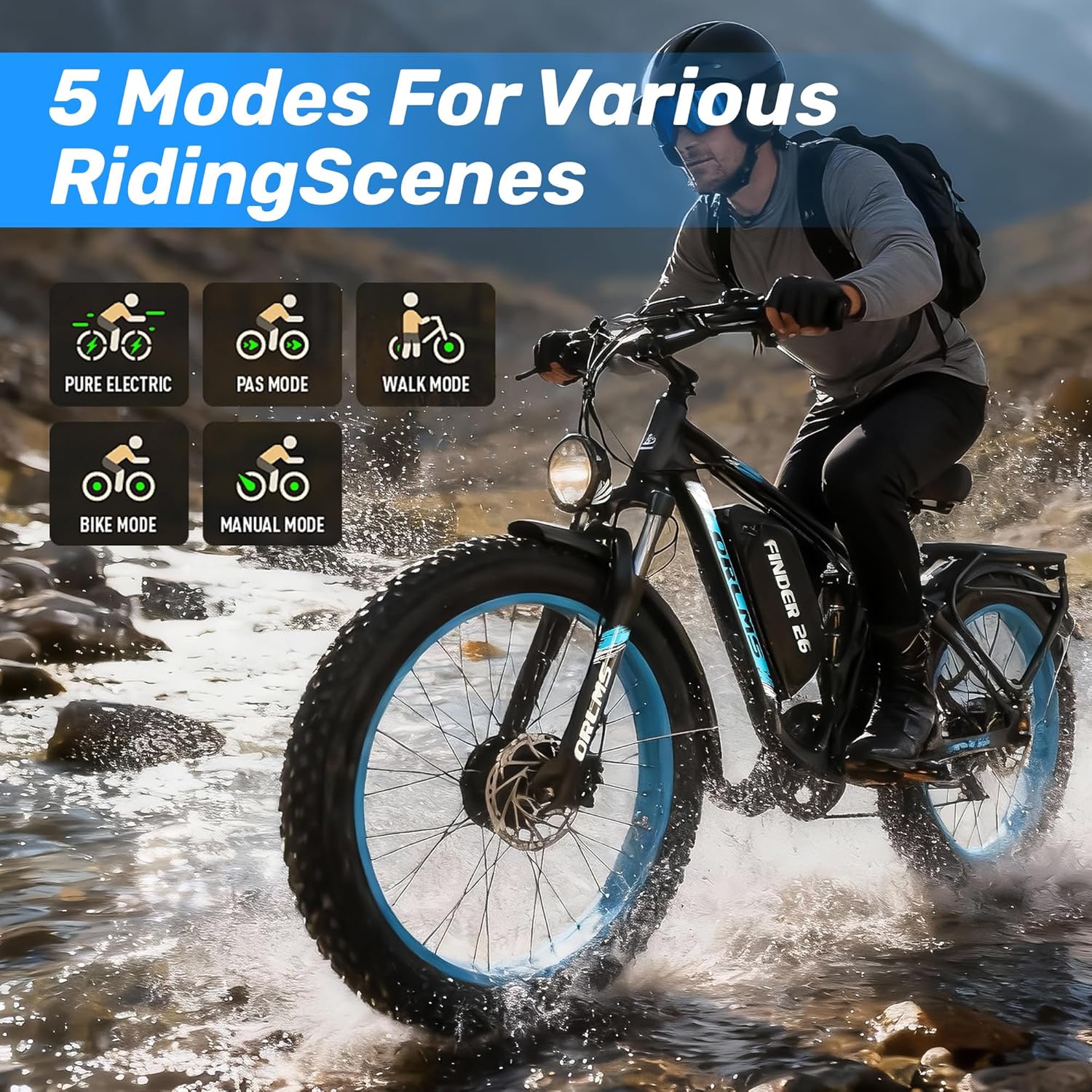 Dual Motor Electric Bike for Adults,6000W/5000W Peak,40MPH,60V/52V 25Ah/23Ah Battery,24''/26'' Fat Tire,Up to 105 Miles Range,SHM 7-Speed Gear Ebick