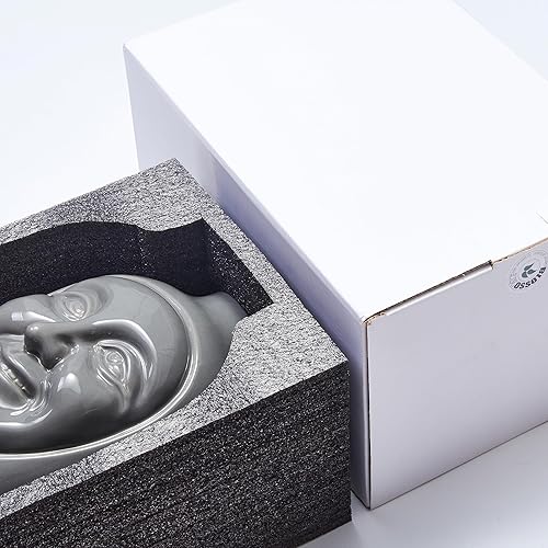 Miniatura 5 de BlossoME - Esculturas faciales para decoración del hogar para apartamento, cerámica de gres, figuras neutras grises de 10 pulgadas para soporte de