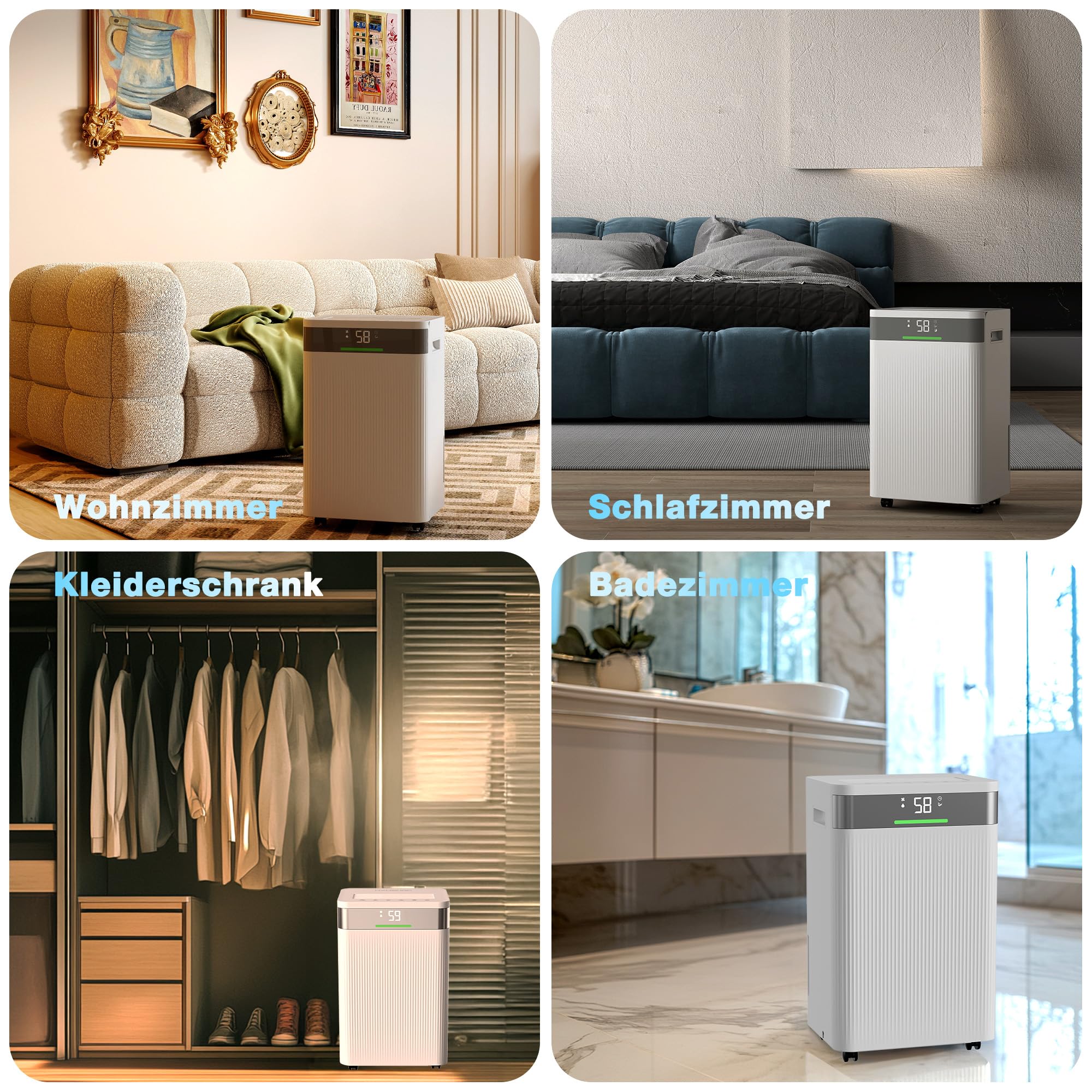 HAUSHOF Luftentfeuchter Elektrisch 20L/Tag, 41dB Leiser Entfeuchter Elektrisch mit Negativ-Ionen für 30m² Raum mit 4,5 L Tank und LED Anzeige, 3 Modi Tragbarer Raumentfeuchter für Schlafzimmer, Keller