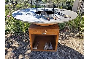 CORTEN Carbon Steel Outdoor Wood Charcoal Modern Designed XL BBQ Grill Fire...