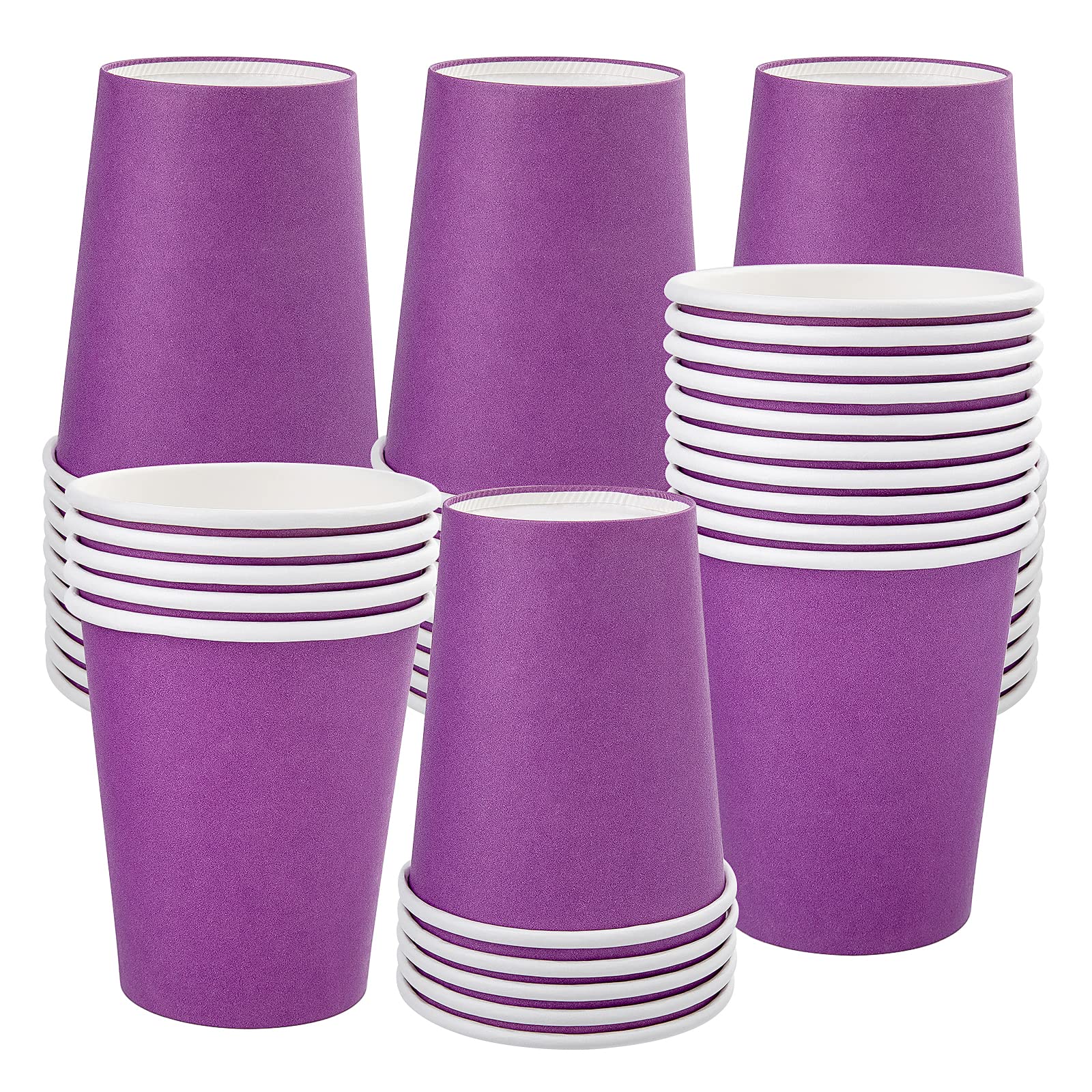 50 Pack 8 Oz Disposable Coffee Paper Cups, Drinking Cups,Hot Beverage Paper Cups,Party Cups,Disposable Cups Ideal for Hot Water,Juice(Purple)