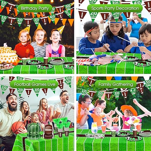 Miniatura 5 de Preboun Juego de vajilla de 214 piezas para fiestas de fútbol para 30 personas, decoraciones de fiesta de fútbol incluyendo platos, vasos,