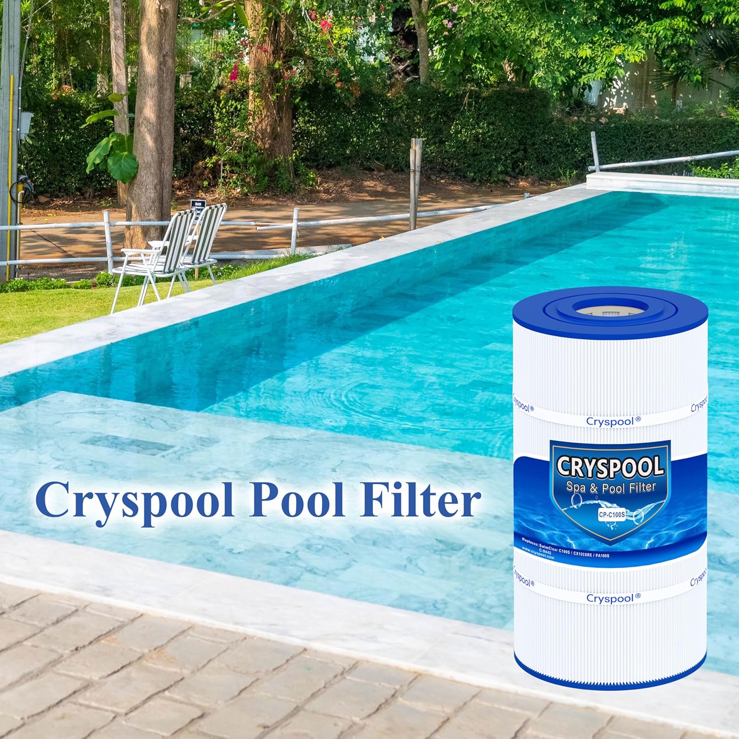 Cryspool® C100S Filter Compatible with CX100XRE, C100S, SwimClear C100S, PA100S, C-9440, 100 Sq. Ft Pool Filter Cartridge, 1 Pack - Image 8