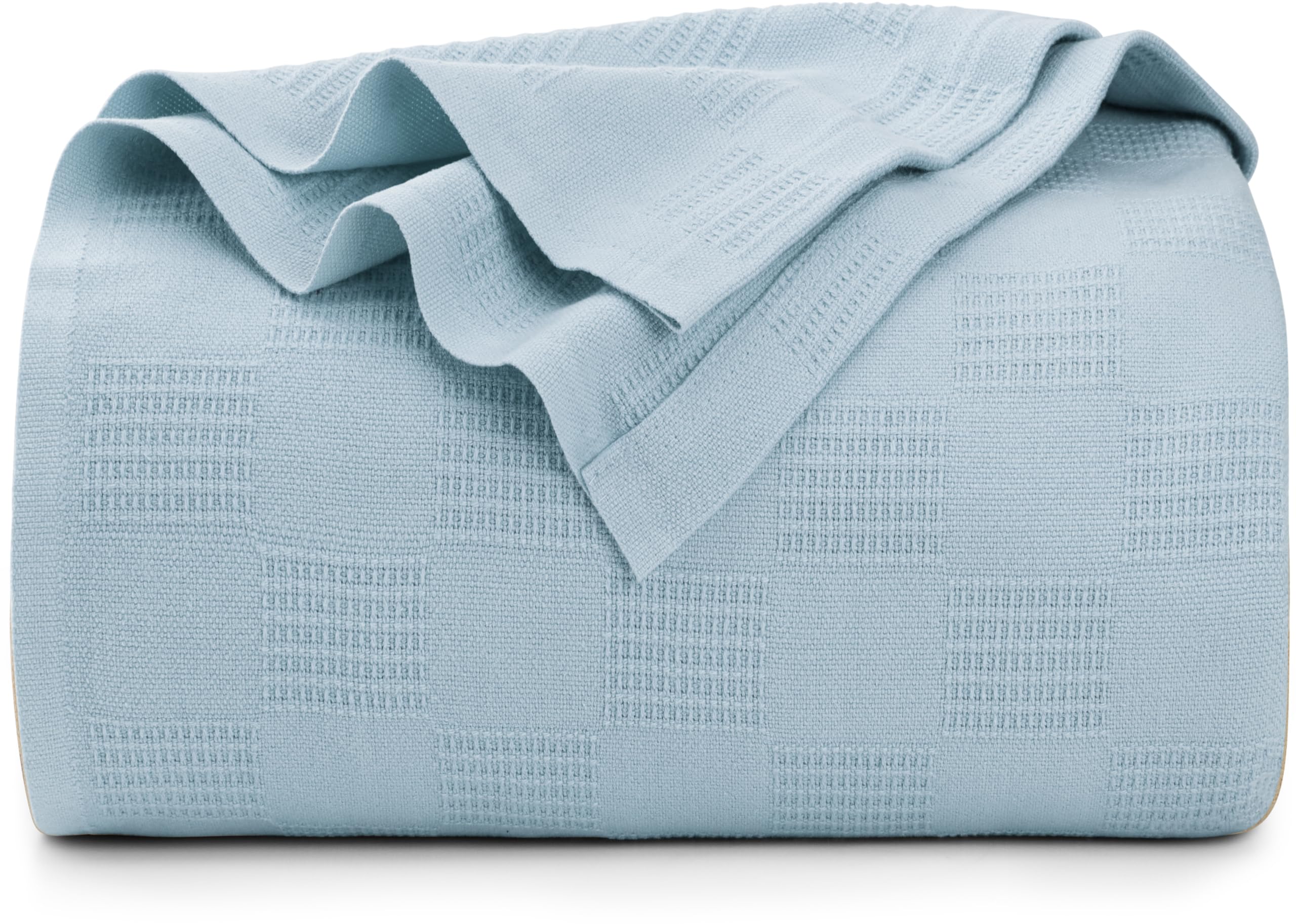 Utopia Bedding Sky Blue 100% Cotton Blanket [Queen Size - 90x90 Inch] 350GSM Lightweight, Soft and Breathable Thermal Blanket for All Seasons