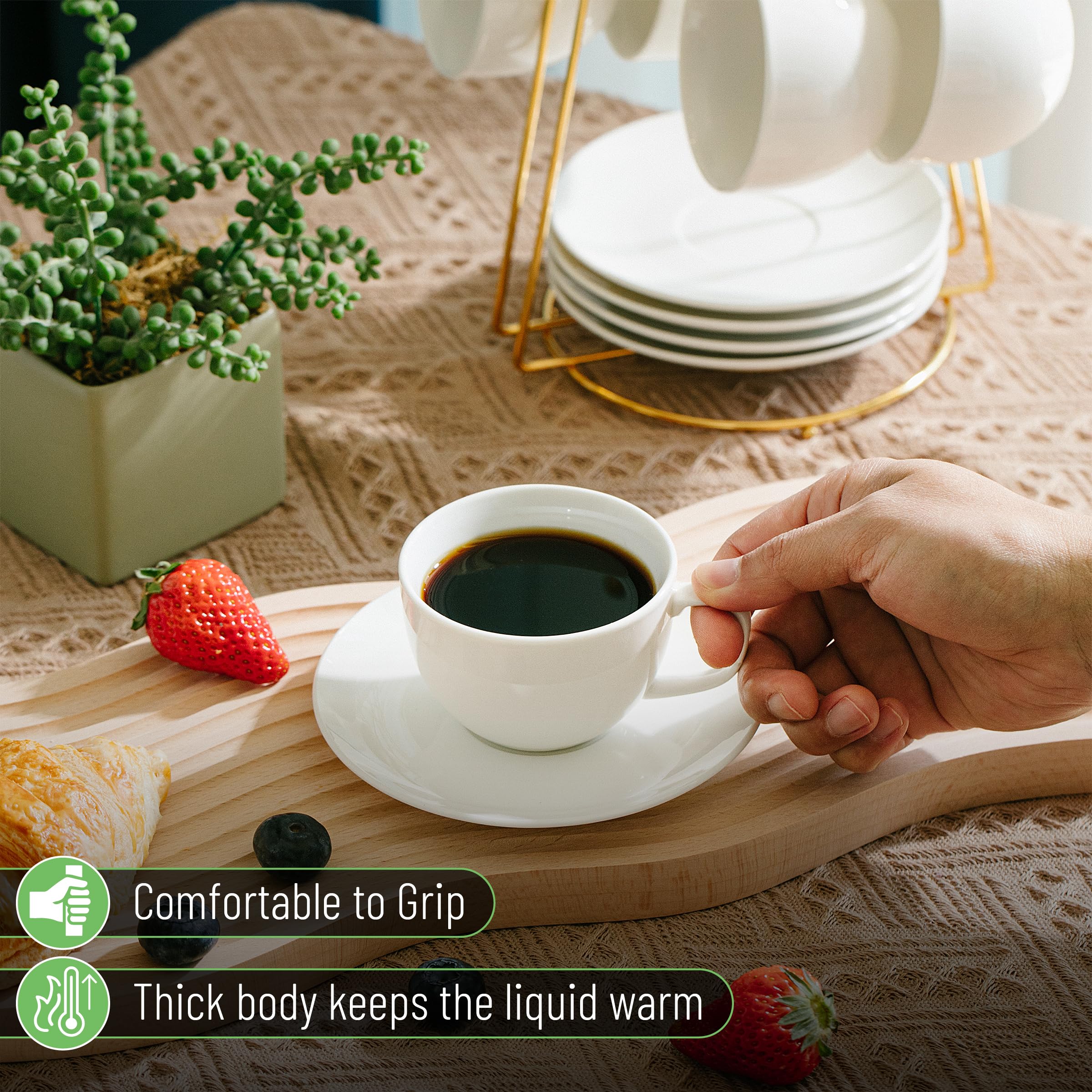 BTaT- Juego de 6 tazas de té, tazas de té y platillos, juego de té, tazas de té florales (7 onzas), tazas de capuchino, tazas de café con leche, juego de té para adultos, tazas de té de porcelana