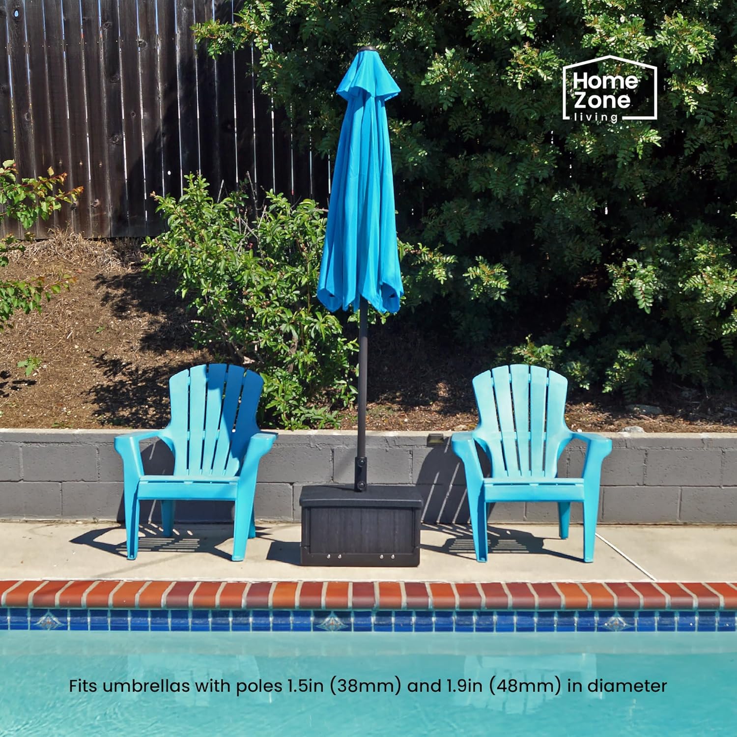 Home Zone Living 119lbs 21" Square Heavy Duty Planter Umbrella Base w/Rolling Wheels & Water Weight Bag for Patio Pool Backyard, Convertible as Table or Planting Box, Supports Up to 11 Ft Umbrella