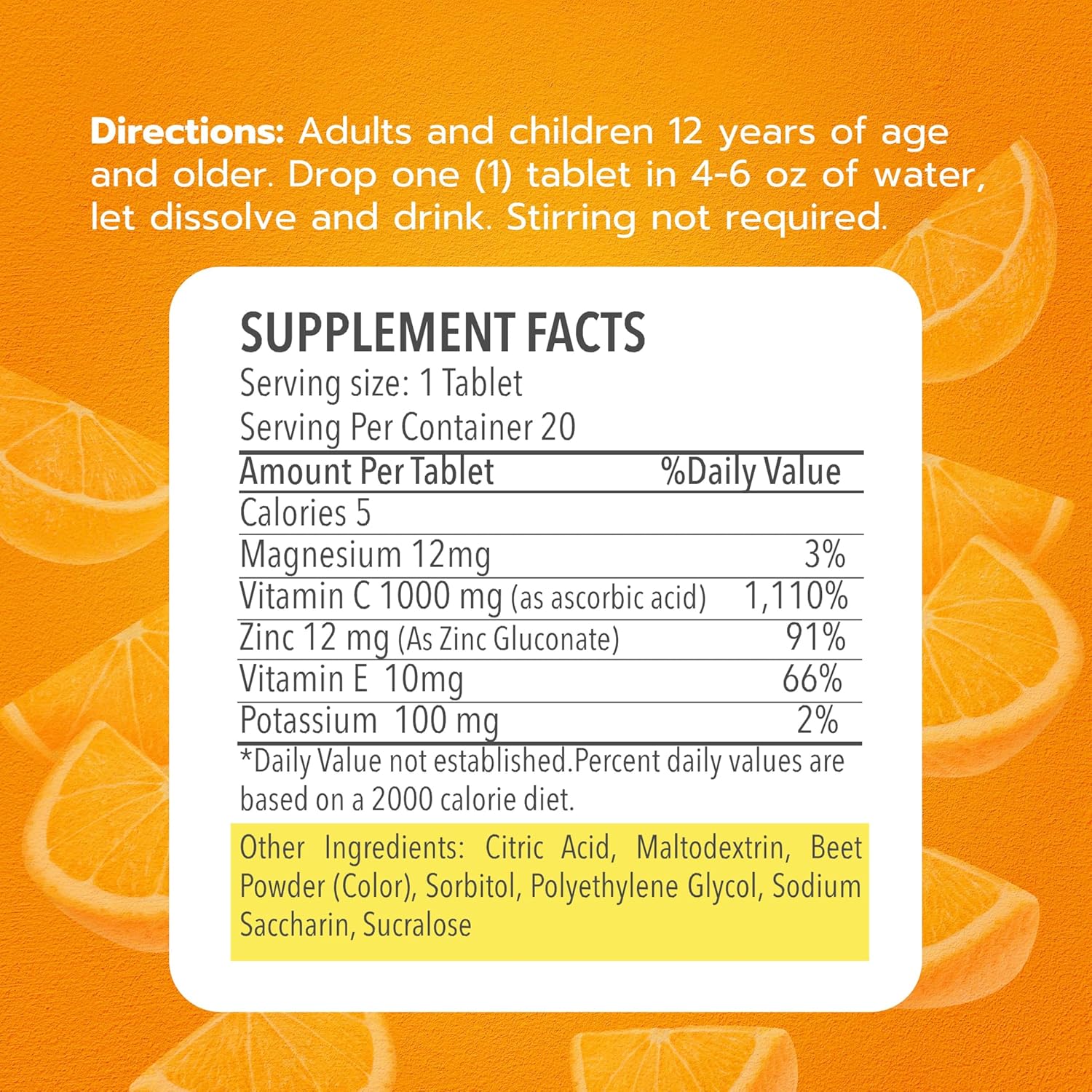 Vitamin c Effervescent Tablets Vitamin C with Zinc 1000mg Vitamin Dissolving Tablets Vitamin C Table Vitamina C Efervescente para Adulto Zinc 6 Pack
