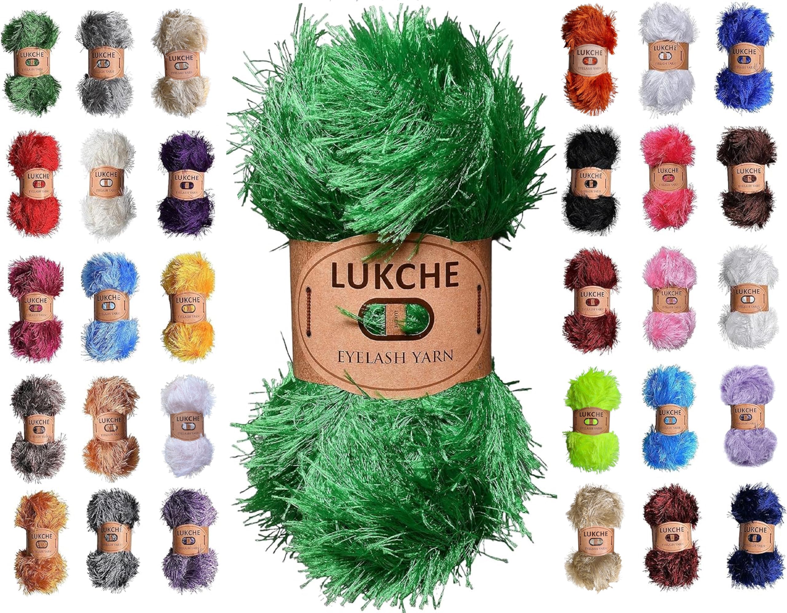 - Eyelash Fun Fur Yarn Premium 100% Polyester 164 Yds (150 Mt), 3.53 Oz (100 Gr) Colorful Crochet Yarn Dฤฑy Hand Knitting. (Green, 1 Skein)