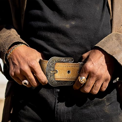 Miniatura 8 de RAW HYD Cinturones occidentales de cuero para hombre, cinturones de vaquero para hombre, cinturón occidental para hombre con hebilla en relieve,