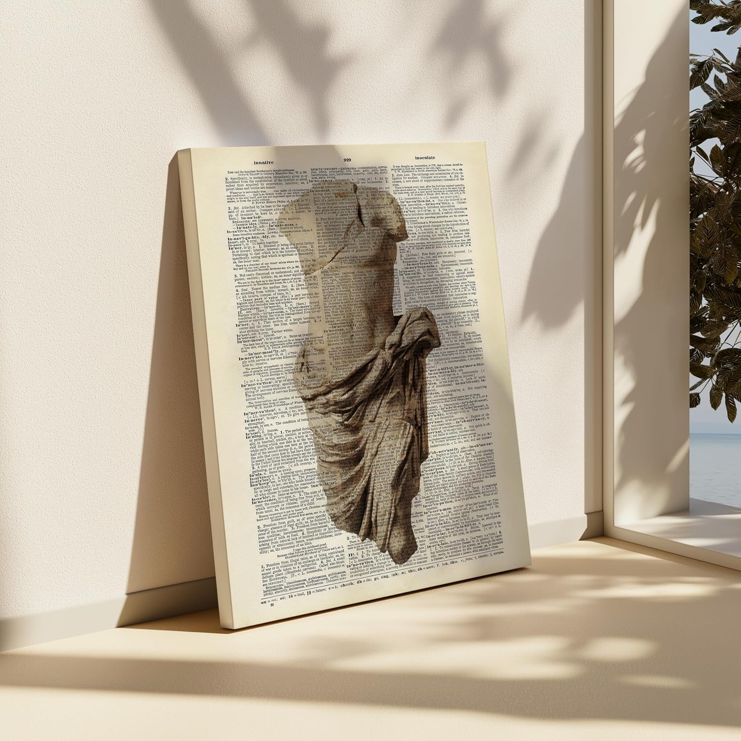 Poster Master Ancient Rome Sculpture Canvas - Retro Roman Male Statue Print - Dictionary Art - Gift for Men, Women - Minimal Wall Decor for Home, Office, Bedroom - 8x10 STRETCHED Canvas