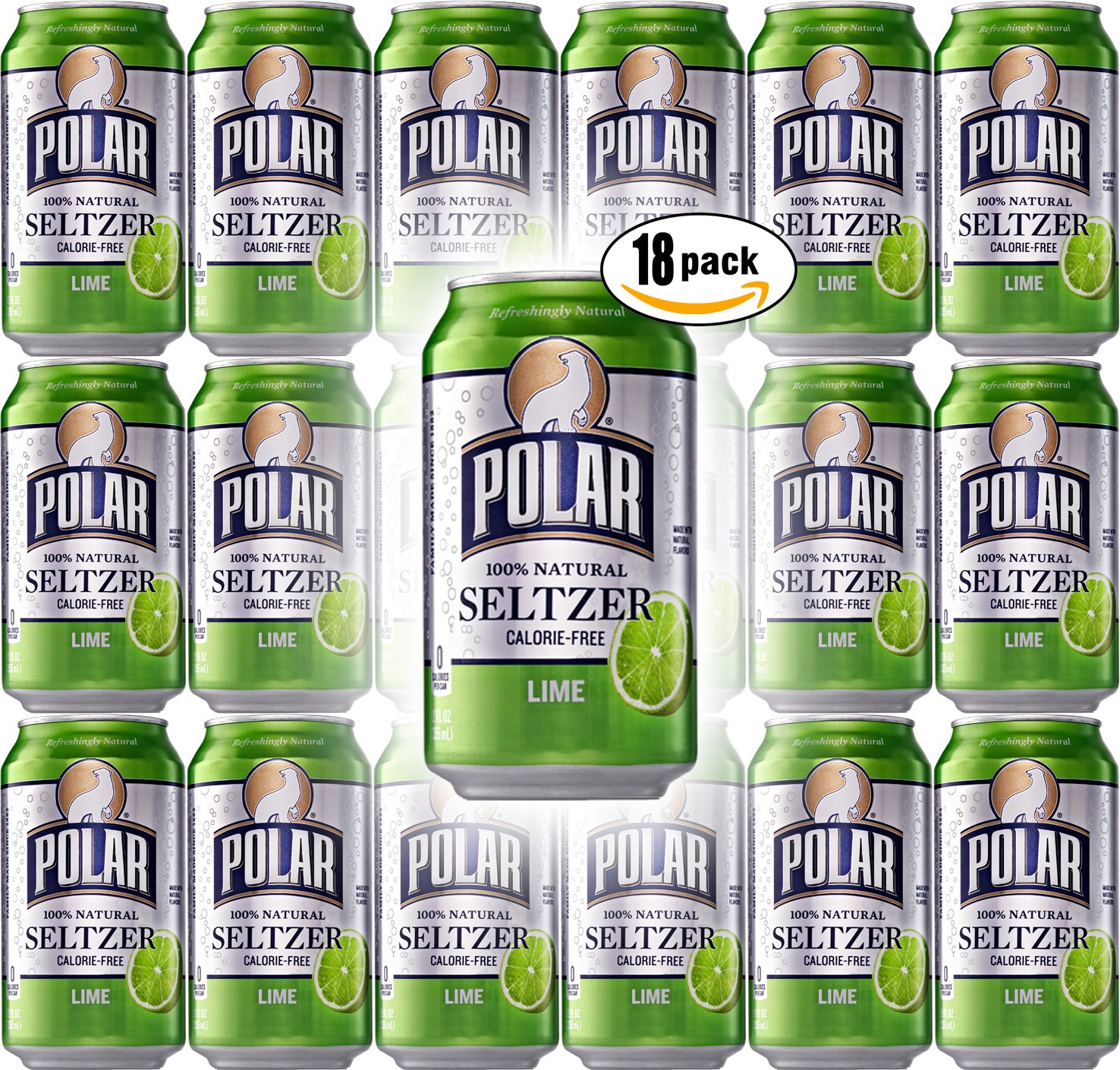 Polar Seltzer Lime, 12oz Cans (Pack of 18, Total of 216 Oz)