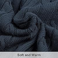 Vista 2 de NTBAY Manta de punto de cable de 100 % algodón puro, súper suave y cálida de 51 x 67, manta tejida para sofá, silla, cama, extra acogedora, lavable