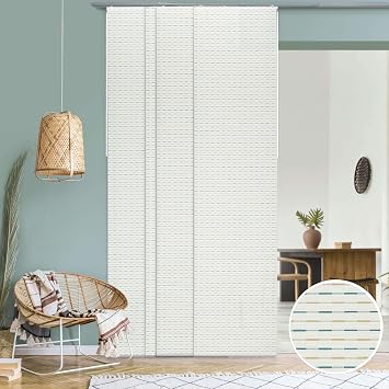 GoDear Design Adjustable Sliding Panel Track Room Dividers 45.8"- 86" W x 96" H, Extendable Vertical Blinds for Sliding Glass Doors Windows Wall Partitions, Trimmable Fabric Panel Curtains, Serenity